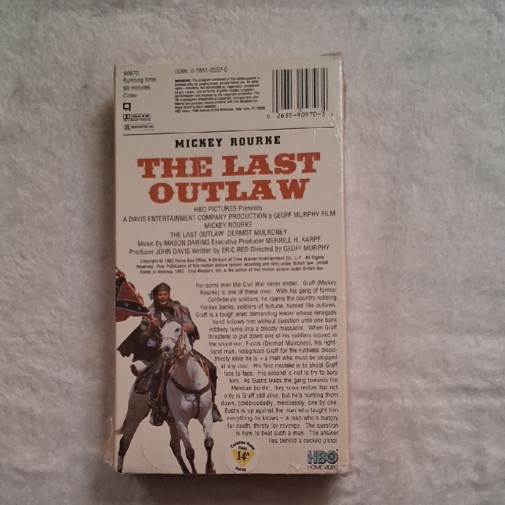 SEALED VHS. Mickey Rourke In, THE LAST OUTLAW. - Picture 3 of 6